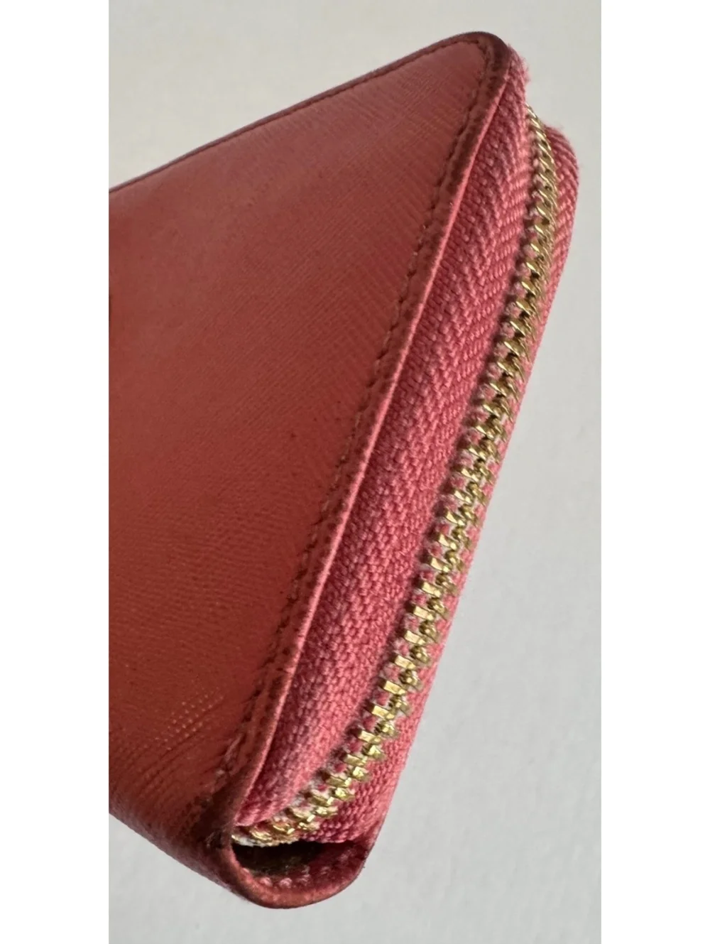 Tory Burch T80 Pink Saffiano Leather Zip Around Continental Wallet Gold Logo